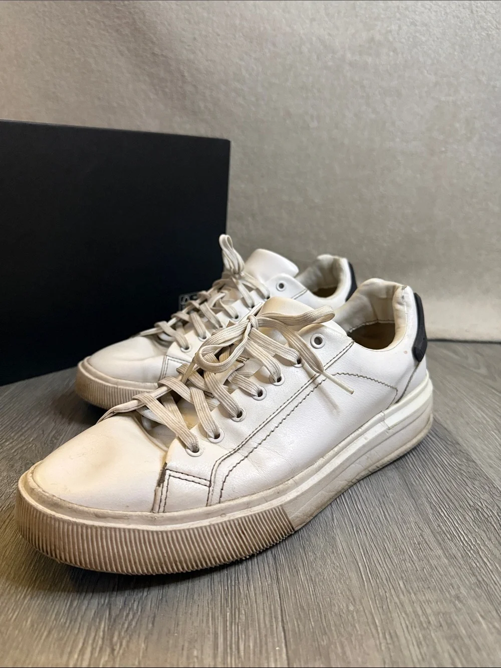 Zara White Leather Lace-Up Sneakers - size 42